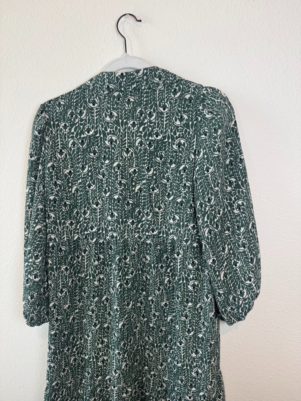 Max Studio London Green Floral Long Sleeve Oversized Maxi Dress S - Picture 2 of 6